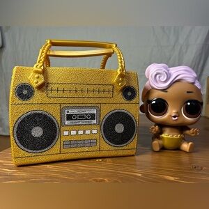 LOL Surprise MGA Lil’ Dj Doll 7” With Boombox Gold Purse 8” X 6” 5”